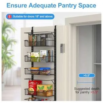 VyGrow Over the Door Pantry Organizer, 6-Tier Over the Door Organizer with Adjustable Basket, Pantry Door Organization for Pantry Kitchen Storage Room Spice Rack, Black