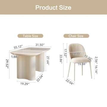 GraceNook White Dining Table Set for 4, 55" Oval Kitchen Dining Table and Chairs Set of 4, 4C Baking...