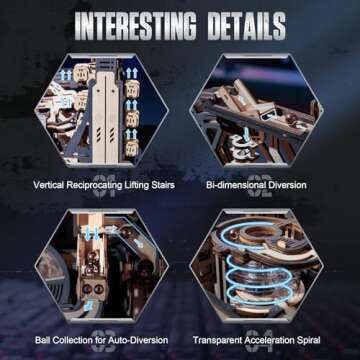 RoWood 3D Puzzles for Adults,Wooden Puzzles for Adults,Marble Run Model Kits,3D Wooden Puzzles for Adults,Birthday, for Adults&Teens