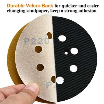 Aiyard 5-Inch Hook and Loop Sanding Discs 220-Grit Pack