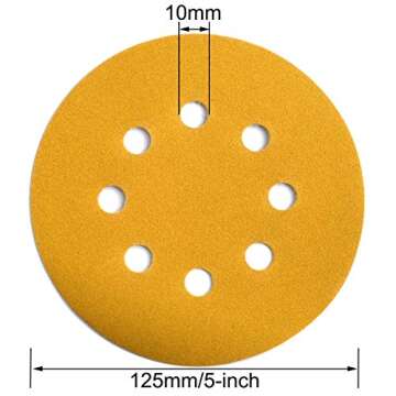 Aiyard 5-Inch Hook and Loop Sanding Discs 220-Grit Pack