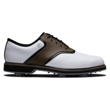 FootJoy Men's FJ Originals Previous Season Style Golf Shoe, White/Brown, 11