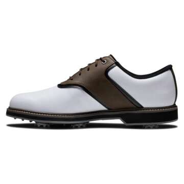 FootJoy Men's FJ Originals Previous Season Style Golf Shoe, White/Brown, 11
