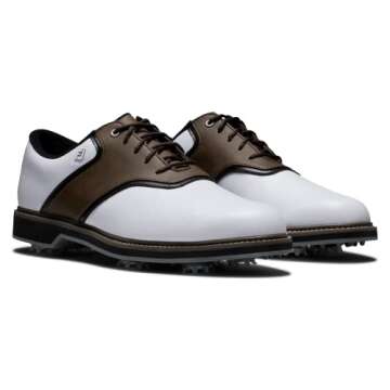 FootJoy Men's FJ Originals Previous Season Style Golf Shoe, White/Brown, 11