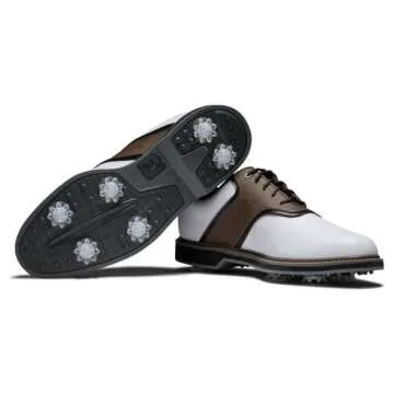 FootJoy Men's FJ Originals Previous Season Style Golf Shoe, White/Brown, 11