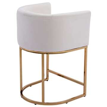 RIVOVA Contemporary Cream Velvet Bar Stool, 24" Upholstered Fabric Counter Height Barstool Kitchen Counter Island Stool with Screwed Together Golden Metal Base