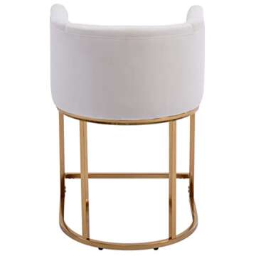 RIVOVA Contemporary Cream Velvet Bar Stool, 24" Upholstered Fabric Counter Height Barstool Kitchen Counter Island Stool with Screwed Together Golden Metal Base
