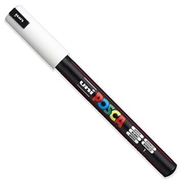 Posca - Ultra Fine to Fine Paint Marker Pens Set - PC-1MR, PC-1M, PC-3M - White Ink - Pack of 3