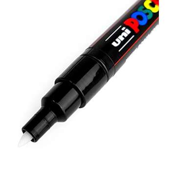 Posca - Ultra Fine to Fine Paint Marker Pens Set - PC-1MR, PC-1M, PC-3M - White Ink - Pack of 3
