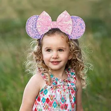 Eisyaa Mouse Ears Bow Headbands, Purple Rapunzel Inspired Minnie Ears, Princess headband Cosplay Costume for Women & Girls,One Size Fits All (Purple)