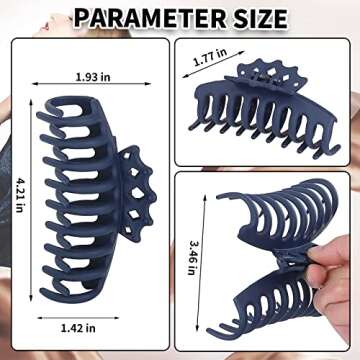 12pcs Large Hair Claw Clips for Women, Matte Big Hair Claw for Thick Hair, Big Banana Clips for Thin Hair,4.3'' Claw Clips Strong Nonslip for Long Curly Hair Styling Accessories, 12 Color