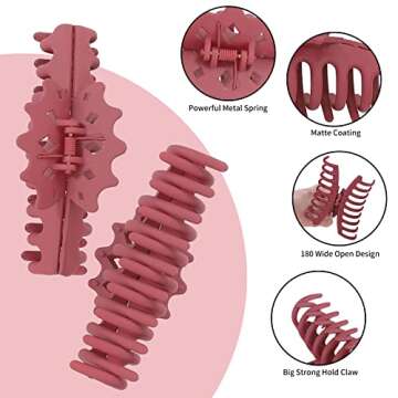 12pcs Large Hair Claw Clips for Women, Matte Big Hair Claw for Thick Hair, Big Banana Clips for Thin Hair,4.3'' Claw Clips Strong Nonslip for Long Curly Hair Styling Accessories, 12 Color