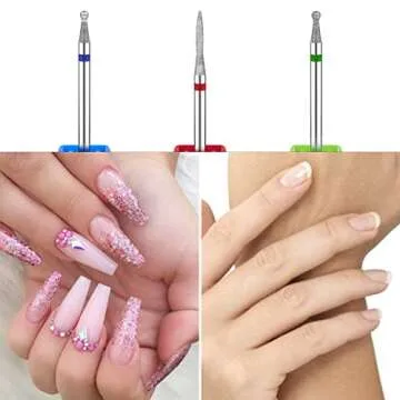Acrylic Nail Drill Bits Set - Ejiubas 3PCS Professional Nail Tools