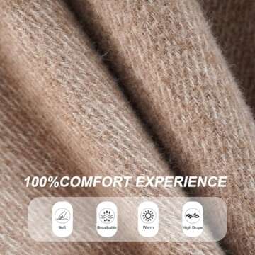 amocane Women's Shawl Wrap Poncho Warm Cape Cardigan Open Front Elegant Shawls for Spring Fall Winter (Brown)