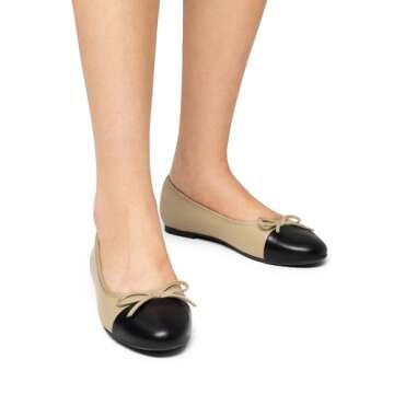 DREAM PAIRS Women's Flats, Round Toe Ballet Flats, Comfortable Slip-on Dressy Business Casual Work Office Ballerina Flat Dress Shoes,Size 9.5,Nude-PU,SDFA2404W