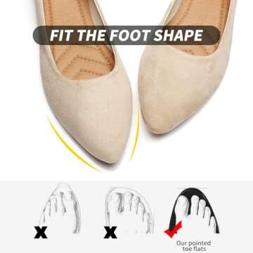 HEAWISH Women’s Black Flats Shoes Comfortable Suede Pointed Toe Slip On Casual Ballet Flats Dress Shoes Nude Flats