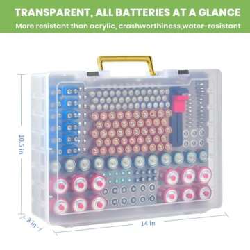 Battery Organizer Storage Holder- Batteries Case Containers Box with Tester Checker BT-168. Garage Organization Holds 225 Batteries AA AAA C D Cell 9V 3V Lithium LR44 CR2 CR1632 CR2032 (Blue)