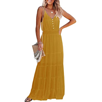 PRETTYGARDEN Women's Casual Summer Dress Spaghetti Strap Sleeveless High Waist Beach Long Maxi Sun D...