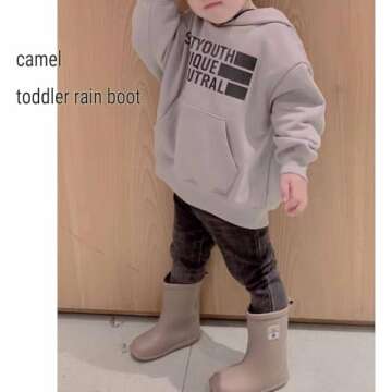 hedyberyl Toddler Rain Boots for Boys Girls Baby Rain boot Lightweight Kids Rain Boots Infant Rainboots Size 8 Camel