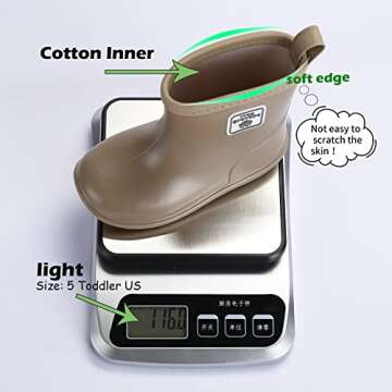 hedyberyl Toddler Rain Boots for Boys Girls Baby Rain boot Lightweight Kids Rain Boots Infant Rainboots Size 8 Camel