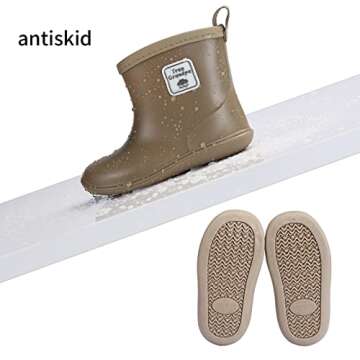 hedyberyl Toddler Rain Boots for Boys Girls Baby Rain boot Lightweight Kids Rain Boots Infant Rainboots Size 8 Camel