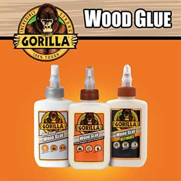 Gorilla Dries Clear Wood Glue, 4oz Bottle (Pack of 2)
