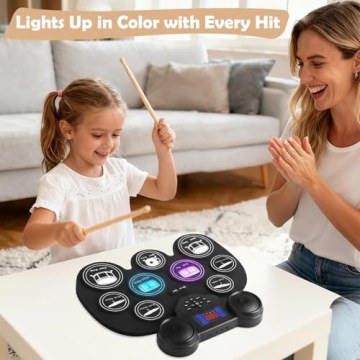 Electric Drum Set with Colorful LED Light Patterns for Creative Music Making