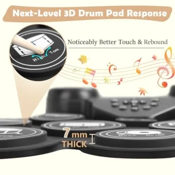 Electric Drum Set with Colorful LED Lights and MIDI