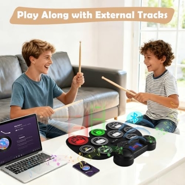 Electric Drum Set with Colorful LED Lights and MIDI