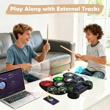 Electric Drum Set with Colorful LED Lights and MIDI