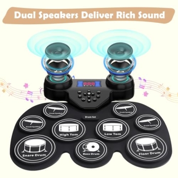 Electric Drum Set with Colorful LED Lights and MIDI