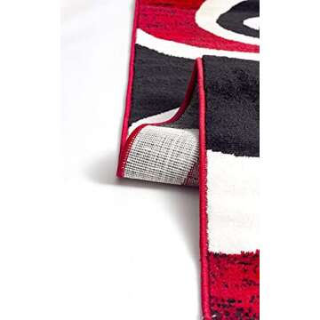 Msrugs Area Rugs, 4x5 Frize Collection Modern Red Black White Area Rug, Contemporary Geometric Carpet for Living Room and Bedroom