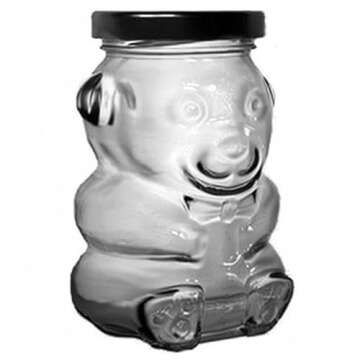 9 oz Glass Honey Bear Jars with Gold Lids 12-Pack for Honey, Candles and other Crafts