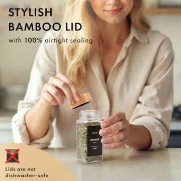 EDELHAUS® Square Spice Jars with Bamboo Lids Pack of 24