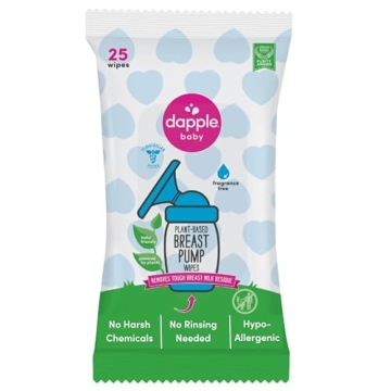 Dapple Baby Breast Pump Wipes - Hypoallergenic, Non-toxic, Scent-free Cleaning Solution