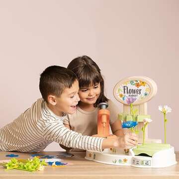 Smoby: Flower Market - Kids DIY 100 Piece Set, Build Your Own Fabric Flower Bouquets, Arts & Crafts for Ages 3+
