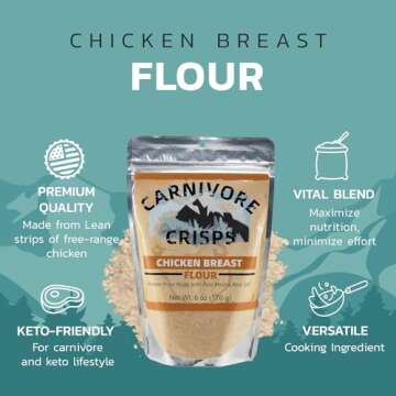 Carnivore Crisps Chicken Flour, Premium Chicken Breast flour for Cooking and Seasoning, Rich in Prot...