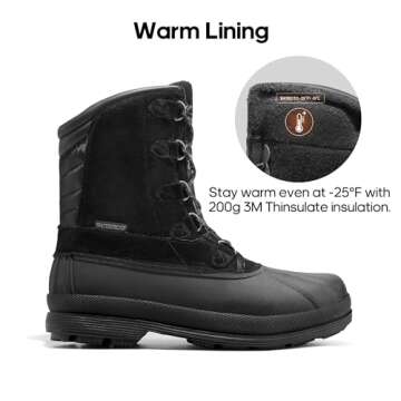 NORTIV 8 Men's Insulated Waterproof Winter Boots