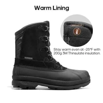 NORTIV 8 Men's Insulated Waterproof Winter Boots