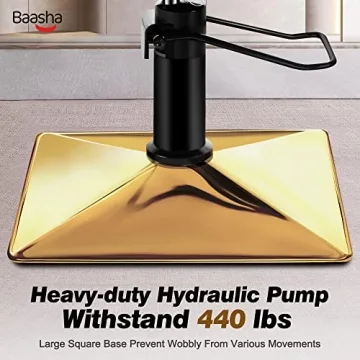 Baasha Gold & White Hydraulic Salon Chair with Stainless Steel Armrests