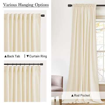 StangH Cream White Velvet Curtains - Back Tab Light Dimming Bedroom Curtains Luxury Privacy Protect Window Drapes for Living Room/Nursery Kids Room/Basement, W52 x L84 inches, 2 Panels