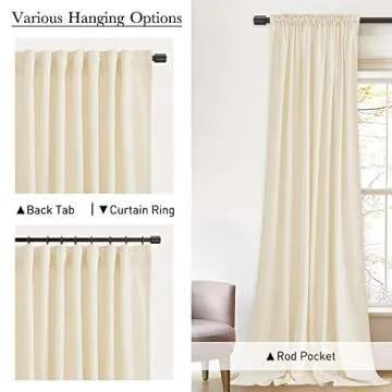 StangH Cream White Velvet Curtains - Back Tab Light Dimming Bedroom Curtains Luxury Privacy Protect Window Drapes for Living Room/Nursery Kids Room/Basement, W52 x L84 inches, 2 Panels