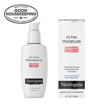 Neutrogena Oil Free Moisture Glycerin Face Moisturizer & Neck Cream for Combination Skin, Lightweight, Oil Absorbing Facial Moisturizer Lotion for a Soft Natural Matte, 4 fl. oz