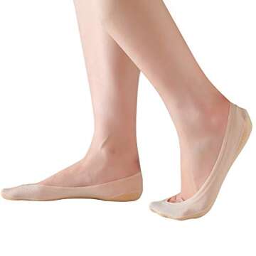 RIIQIICHY No Show Socks Womens Low Cut Liner Non-Slip Thin Causal Line for Flats Boat 4 to 6 Pack