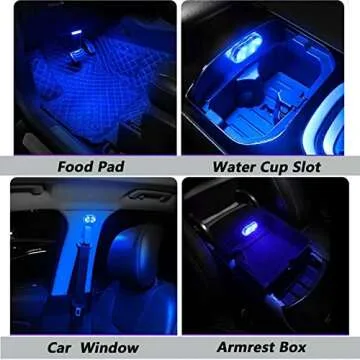 4Pcs Wireless LED Lights for Car Interior,7 Colors Ambient Lighting Car Interior,Car Lights Inside Your Car,USB Rechargeable Car Interior Led Night Light for Car Decor