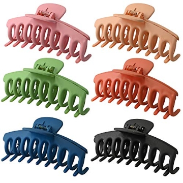 Big Hair Claw Clips 6 Packs Large Claw Clip for Women Non Slip Jaw Clips for Thick Thin Hair Strong Hold Jaw Hair Clips Non-Slip Hair Grip Catch Barrette Accessories…