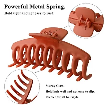 Big Hair Claw Clips 6 Packs Large Claw Clip for Women Non Slip Jaw Clips for Thick Thin Hair Strong Hold Jaw Hair Clips Non-Slip Hair Grip Catch Barrette Accessories…