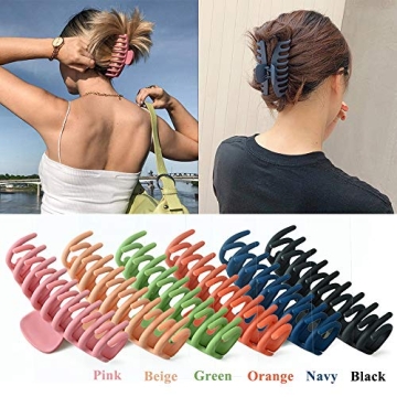 Big Hair Claw Clips 6 Packs Large Claw Clip for Women Non Slip Jaw Clips for Thick Thin Hair Strong Hold Jaw Hair Clips Non-Slip Hair Grip Catch Barrette Accessories…