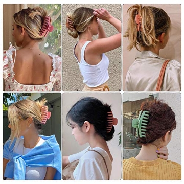 Big Hair Claw Clips 6 Packs Large Claw Clip for Women Non Slip Jaw Clips for Thick Thin Hair Strong Hold Jaw Hair Clips Non-Slip Hair Grip Catch Barrette Accessories…