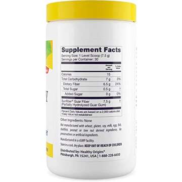 Healthy Origins Healthy Fiber - Clear Mixing (Sunfiber), 225 g - Gut Health Supplements for Women & ...